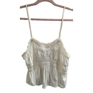 Sunday In Brooklyn Anthropologie Ivory Ruched Crop Top NWT Petite M